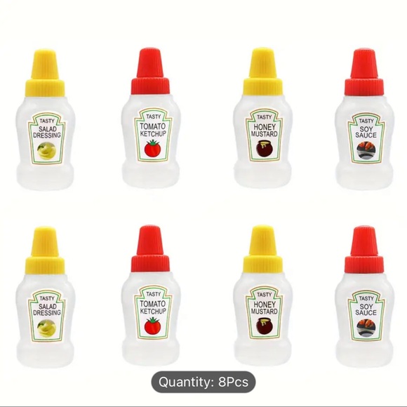 4 Piece Mini Portable Condiment Bottles - Perfect For On-the-Go Travelers - Picture 1 of 6
